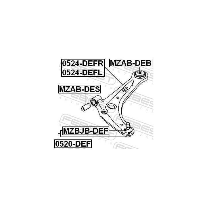 Valdymo svirties/išilginių svirčių įvorė FEBEST MZAB-DEB