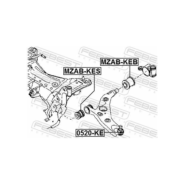 Valdymo svirties/išilginių svirčių įvorė FEBEST MZAB-KEB