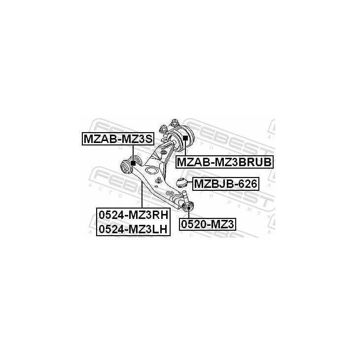 Valdymo svirties/išilginių svirčių įvorė FEBEST MZAB-MZ3BRUB