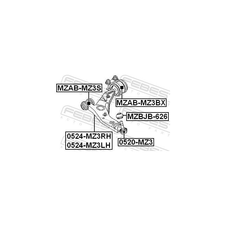 Valdymo svirties/išilginių svirčių įvorė FEBEST MZAB-MZ3BX