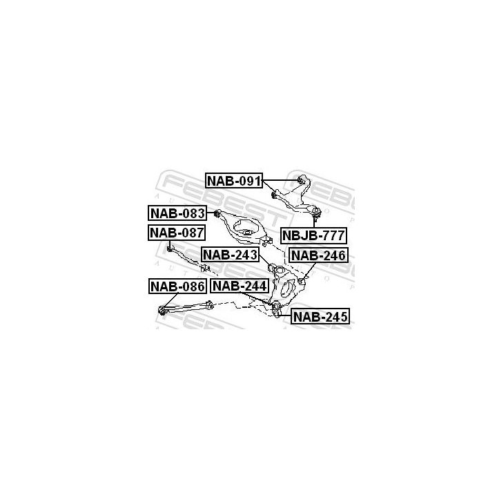 Valdymo svirties/išilginių svirčių įvorė FEBEST NAB-086