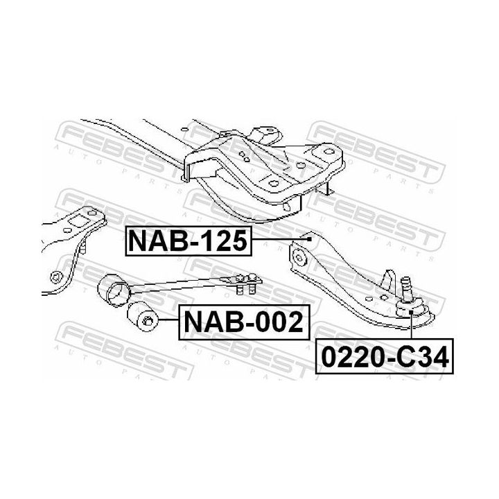 Valdymo svirties/išilginių svirčių įvorė FEBEST NAB-125