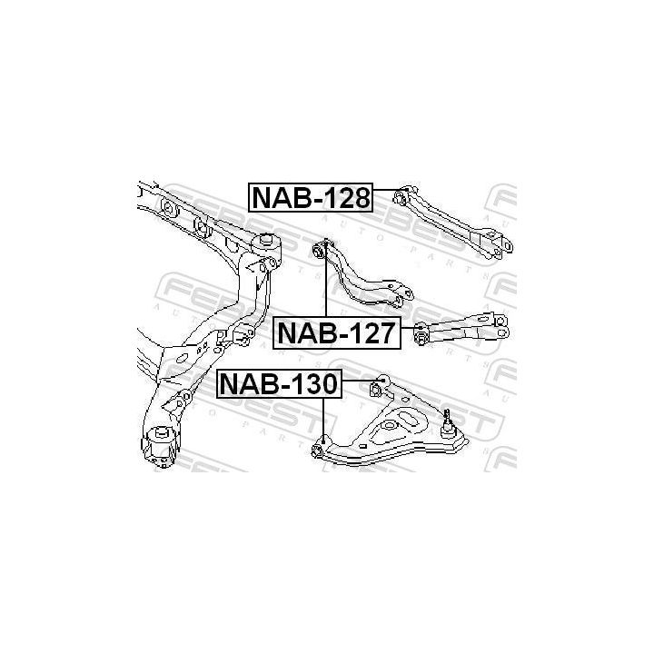 Valdymo svirties/išilginių svirčių įvorė FEBEST NAB-128