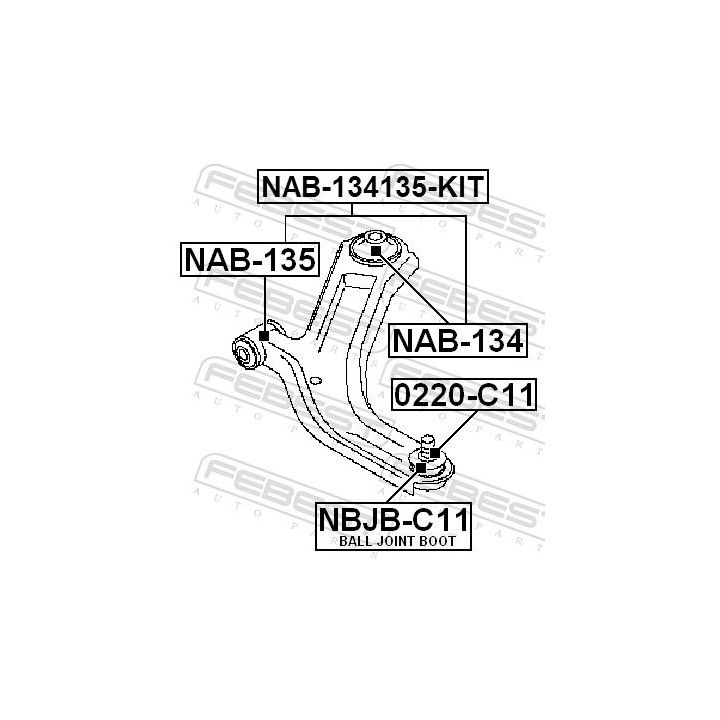 Valdymo svirties/išilginių svirčių įvorė FEBEST NAB-134