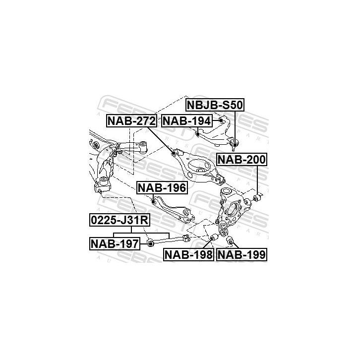 Valdymo svirties/išilginių svirčių įvorė FEBEST NAB-194