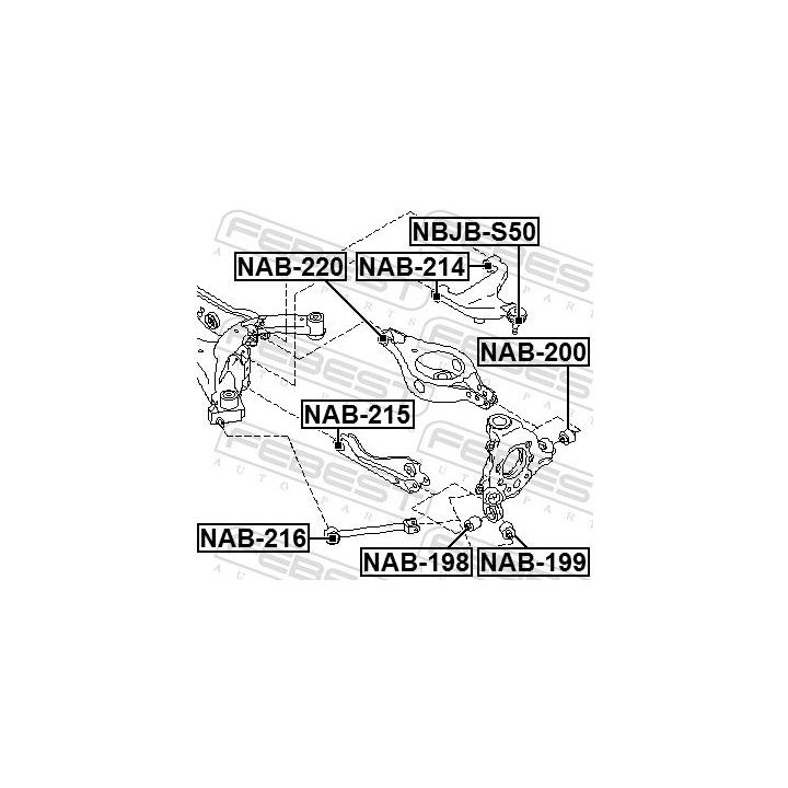 Valdymo svirties/išilginių svirčių įvorė FEBEST NAB-214