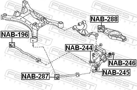 Valdymo svirties/išilginių svirčių įvorė FEBEST NAB-288