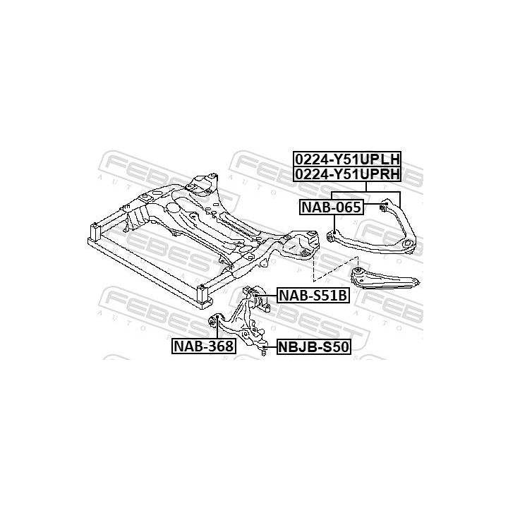 Valdymo svirties/išilginių svirčių įvorė FEBEST NAB-368