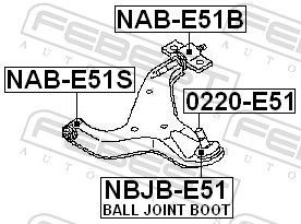 Valdymo svirties/išilginių svirčių įvorė FEBEST NAB-E51B