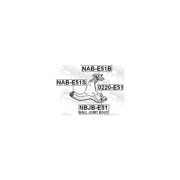 Valdymo svirties/išilginių svirčių įvorė FEBEST NAB-E51S