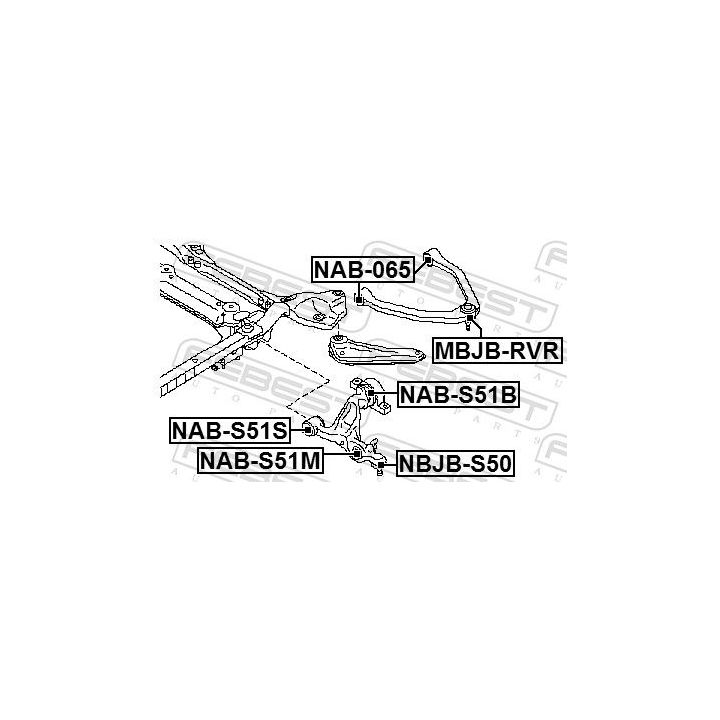 Valdymo svirties/išilginių svirčių įvorė FEBEST NAB-S51M