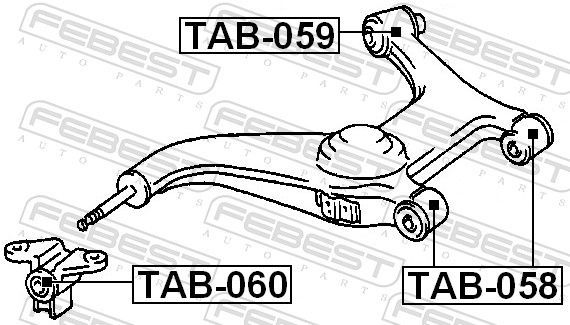 Valdymo svirties/išilginių svirčių įvorė FEBEST TAB-059