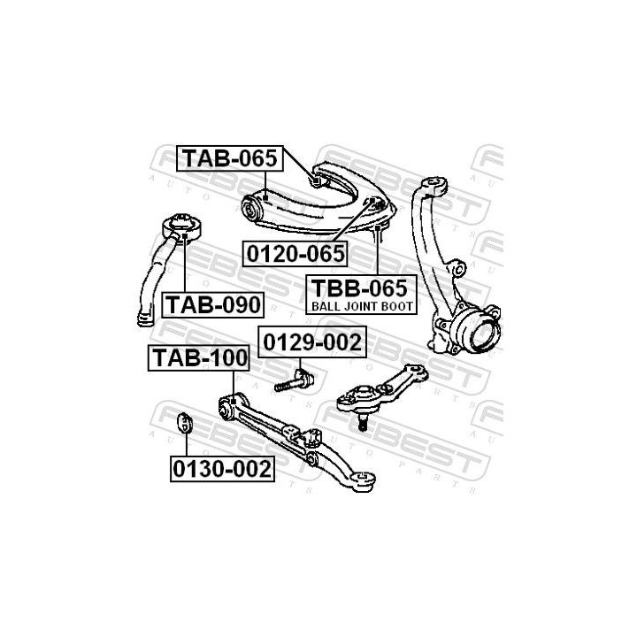 Valdymo svirties/išilginių svirčių įvorė FEBEST TAB-065