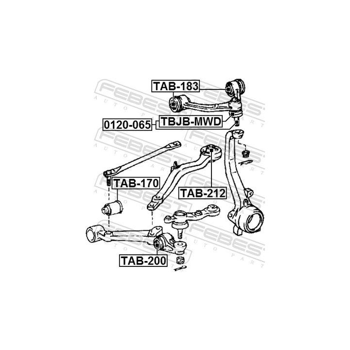Valdymo svirties/išilginių svirčių įvorė FEBEST TAB-183