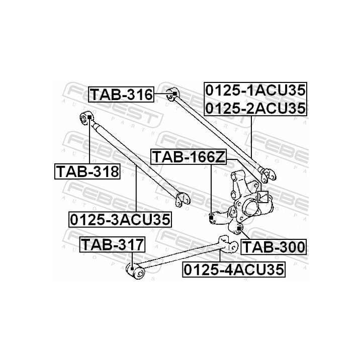 Valdymo svirties/išilginių svirčių įvorė FEBEST TAB-318