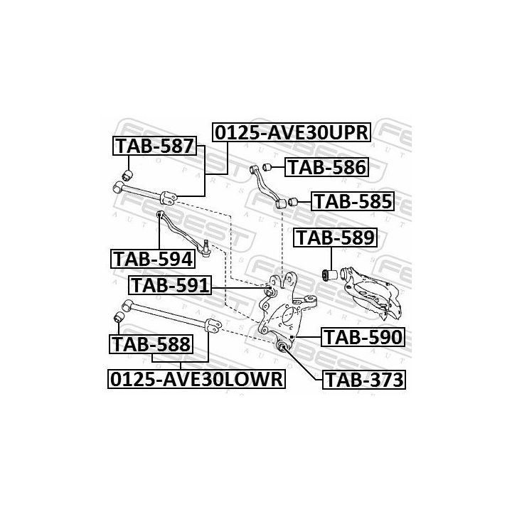 Valdymo svirties/išilginių svirčių įvorė FEBEST TAB-589