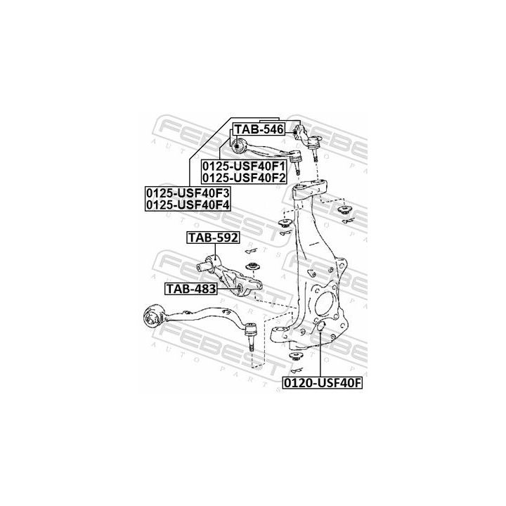 Valdymo svirties/išilginių svirčių įvorė FEBEST TAB-592