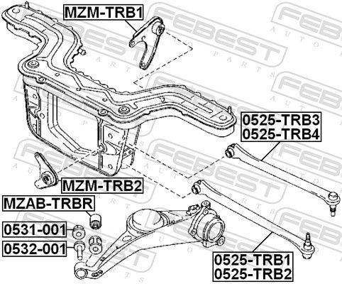 Vikšro valdymo svirtis FEBEST 0525-TRB3