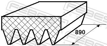 V formos rumbuoti diržai FEBEST 88126-4L890