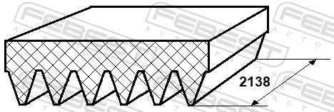 V formos rumbuoti diržai FEBEST 88128-6L2138