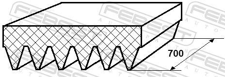 V formos rumbuoti diržai FEBEST 88128-6L700
