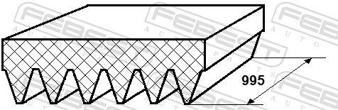 V formos rumbuoti diržai FEBEST 88128-6L995