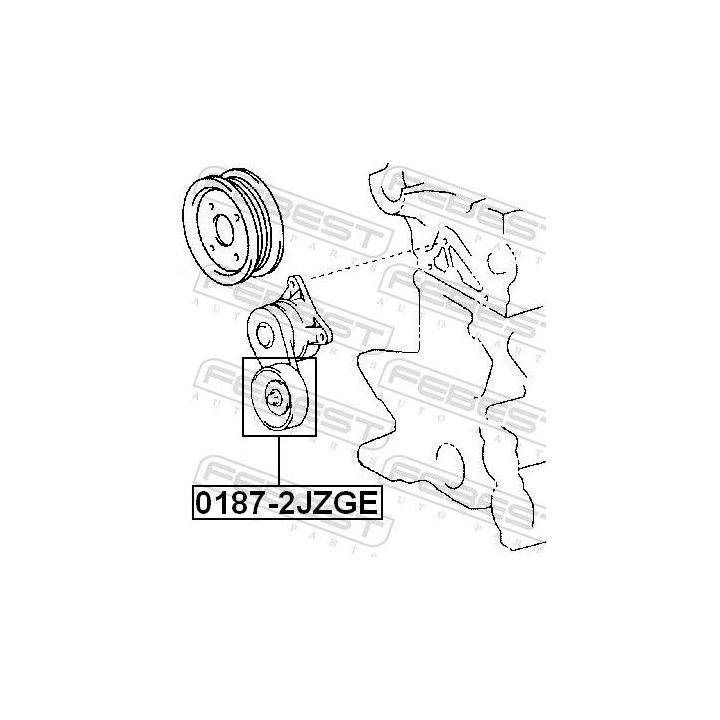 įtempiklio skriemulys, V formos rumbuotas diržas FEBEST 0187-2JZGE