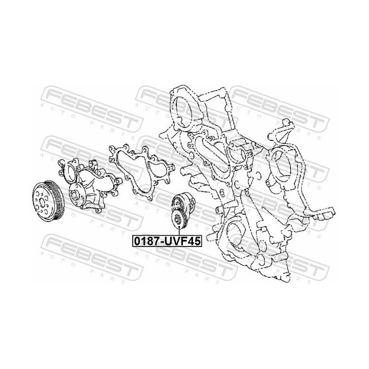 įtempiklio skriemulys, V formos rumbuotas diržas FEBEST 0187-UVF45