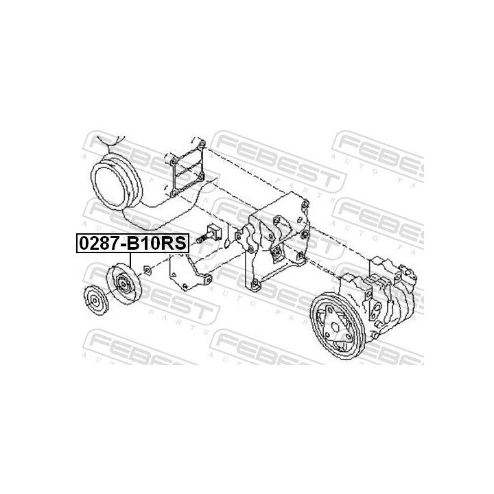 įtempiklio skriemulys, V formos rumbuotas diržas FEBEST 0287-B10RS