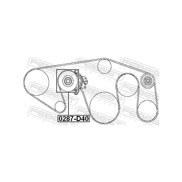 įtempiklio skriemulys, V formos rumbuotas diržas FEBEST 0287-D40