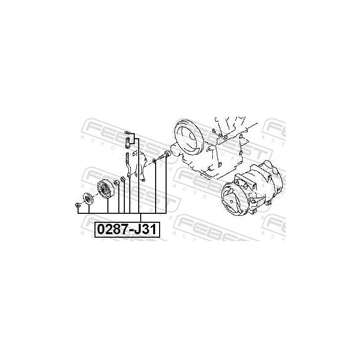 įtempiklio skriemulys, V formos rumbuotas diržas FEBEST 0287-J31