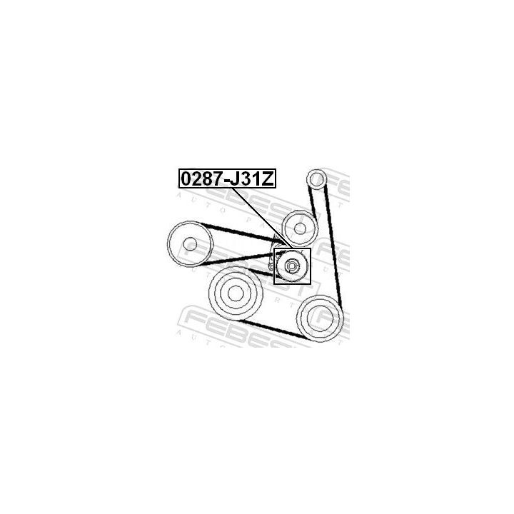įtempiklio skriemulys, V formos rumbuotas diržas FEBEST 0287-J31Z