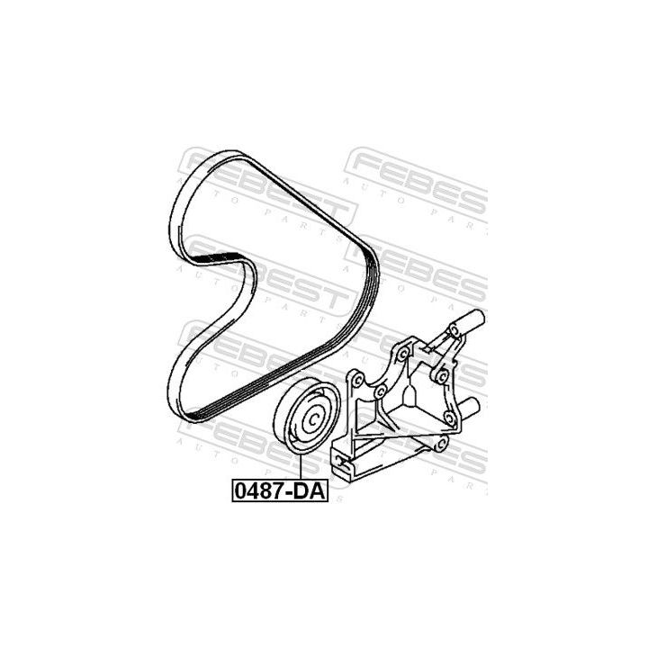 įtempiklio skriemulys, V formos rumbuotas diržas FEBEST 0487-DA