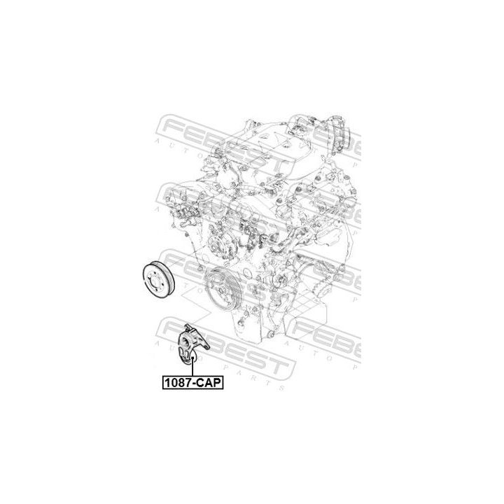įtempiklio skriemulys, V formos rumbuotas diržas FEBEST 1087-CAP