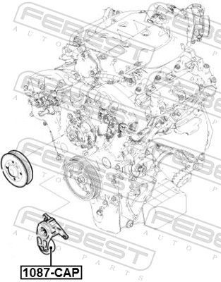įtempiklio skriemulys, V formos rumbuotas diržas FEBEST 1087-CAP