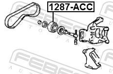 įtempiklio skriemulys, V formos rumbuotas diržas FEBEST 1287-ACC