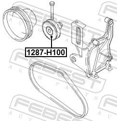 įtempiklio skriemulys, V formos rumbuotas diržas FEBEST 1287-H100