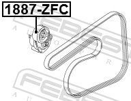 įtempiklio skriemulys, V formos rumbuotas diržas FEBEST 1887-ZFC