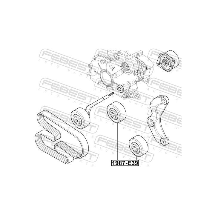 įtempiklio skriemulys, V formos rumbuotas diržas FEBEST 1987-E39