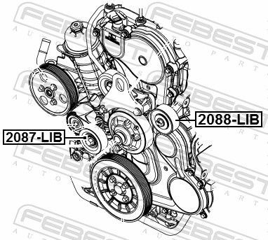 Kreipiantysis skriemulys, V formos rumbuotas diržas FEBEST 2087-LIB