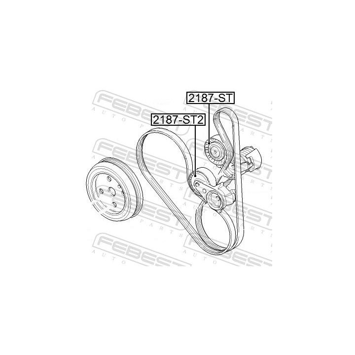 įtempiklio skriemulys, V formos rumbuotas diržas FEBEST 2187-ST2