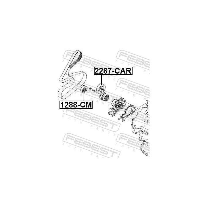 įtempiklio skriemulys, V formos rumbuotas diržas FEBEST 2287-CAR