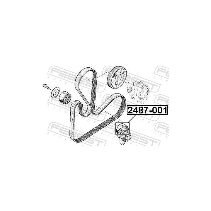 įtempiklio skriemulys, V formos rumbuotas diržas FEBEST 2487-001