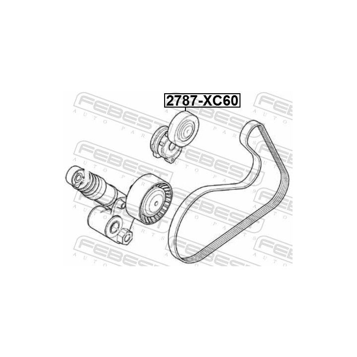 įtempiklio skriemulys, V formos rumbuotas diržas FEBEST 2787-XC60