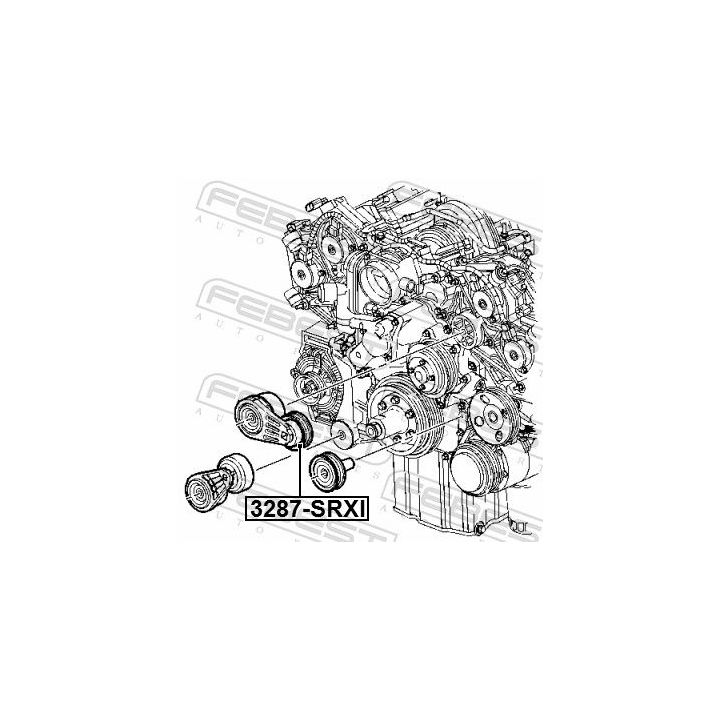 įtempiklio skriemulys, V formos rumbuotas diržas FEBEST 3287-SRXI