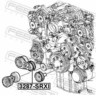 įtempiklio skriemulys, V formos rumbuotas diržas FEBEST 3287-SRXI