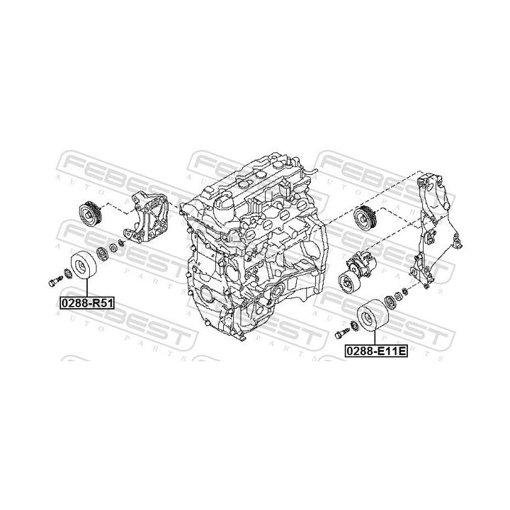 Kreipiantysis skriemulys, V formos rumbuotas diržas FEBEST 0288-E11E