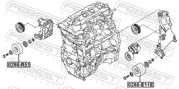 Kreipiantysis skriemulys, V formos rumbuotas diržas FEBEST 0288-E11E