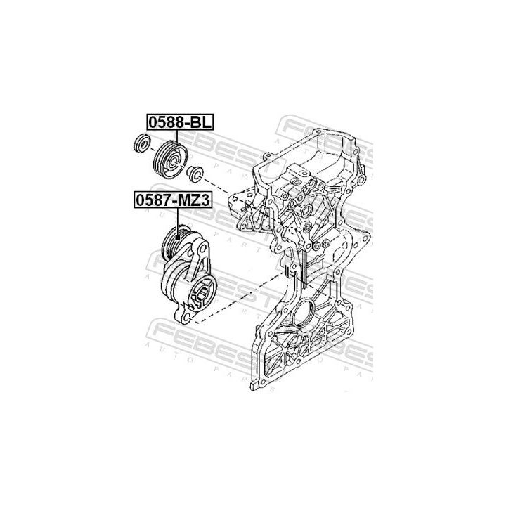 Kreipiantysis skriemulys, V formos rumbuotas diržas FEBEST 0588-BL