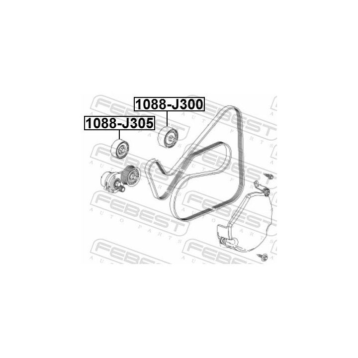 Kreipiantysis skriemulys, V formos rumbuotas diržas FEBEST 1088-J305